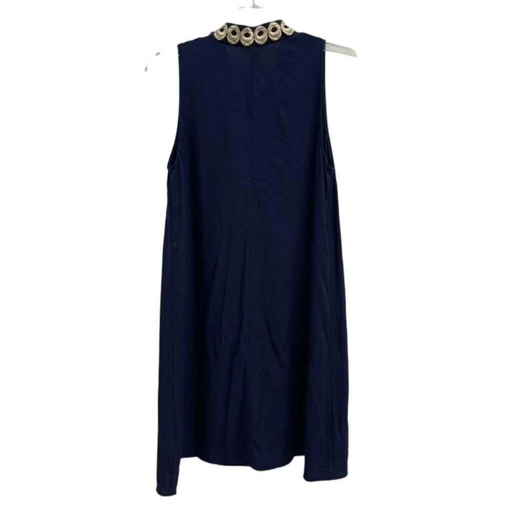 Lilly Pulitzer Navy Shift Dress Gold Embroidery Sleeveless Size 6 - Picture 5 of 6